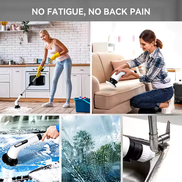 HomeGlow Power Scrubber: Cordless, Waterproof, Multi-Head Cleaning System